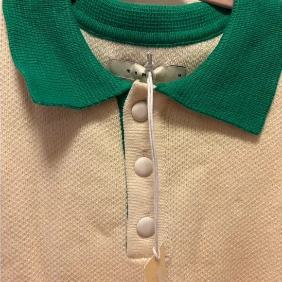 MNML Men’s Polo Knit Green/White Sweater Size Medium BNWT - Picture 10 of 11